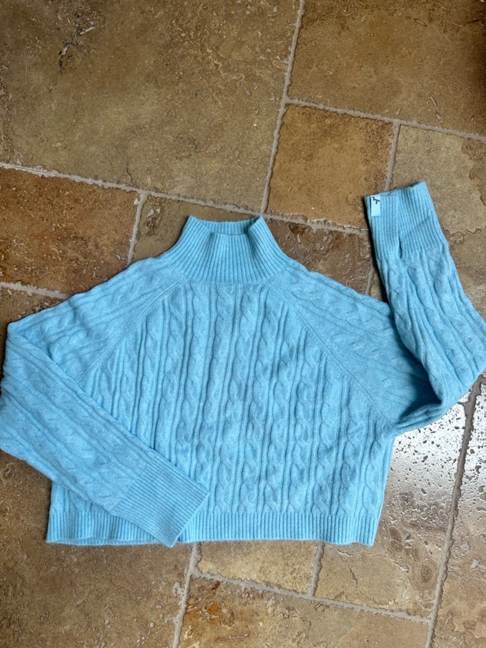 Like New JoyLab Cropped Blue Mock Turtle Neck Sweater - Picture 3 of 6